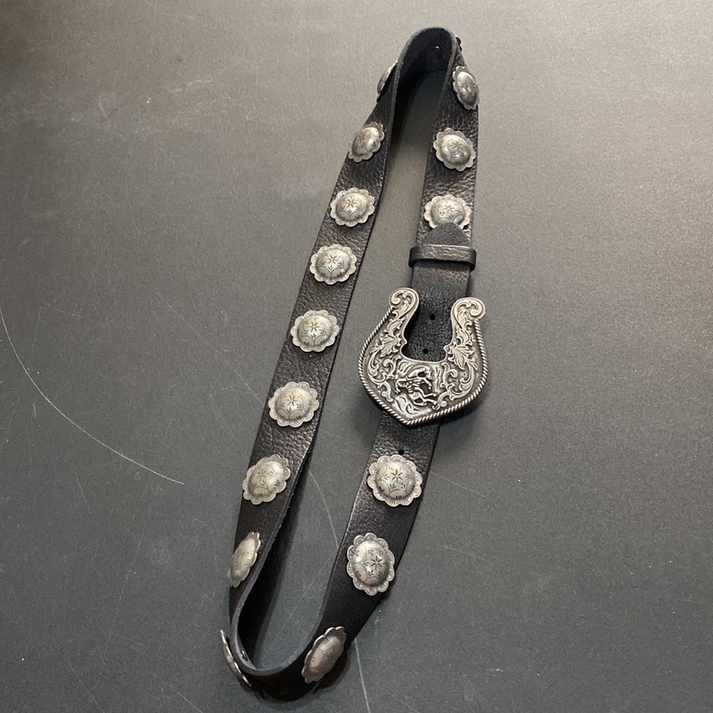 Vintage Double D Ranchwear Black Concho Belt WITHOUT Bronc Rider Buckle; Size 40
